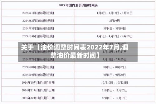 关于【油价调整时间表2022年7月,调整油价最新时间】