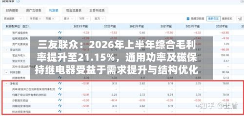 三友联众:2026年上半年综合毛利率提升至21.15%,通用功率及磁保持继电器受益于需求提升与结构优化