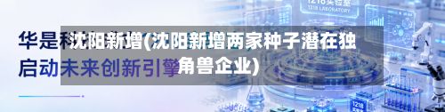 沈阳新增(沈阳新增两家种子潜在独角兽企业)-第2张图片