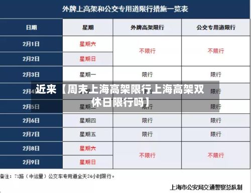 近来【周末上海高架限行上海高架双休日限行吗】-第2张图片