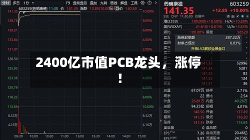 2400亿市值PCB龙头,涨停!