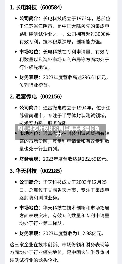 科创板芯片设计公司详解未来增长动力