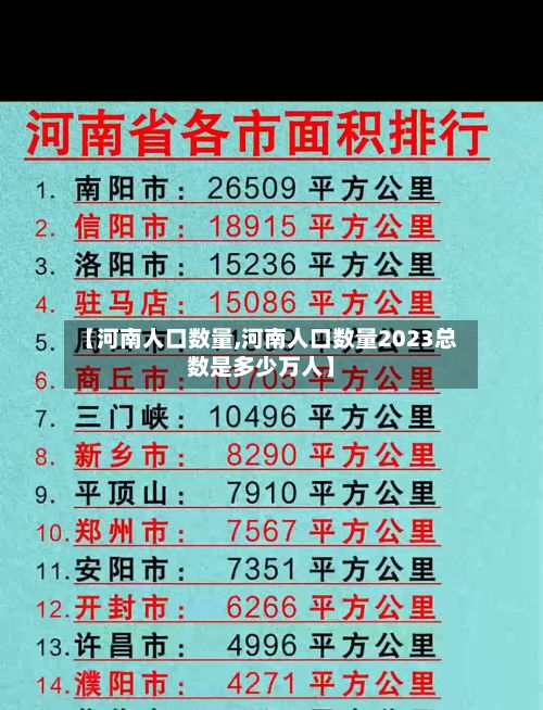【河南人口数量,河南人口数量2023总数是多少万人】