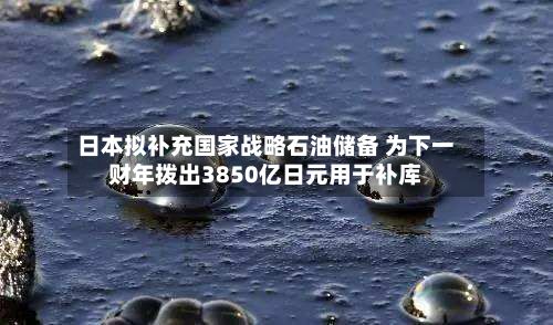 日本拟补充国家战略石油储备 为下一财年拨出3850亿日元用于补库-第2张图片