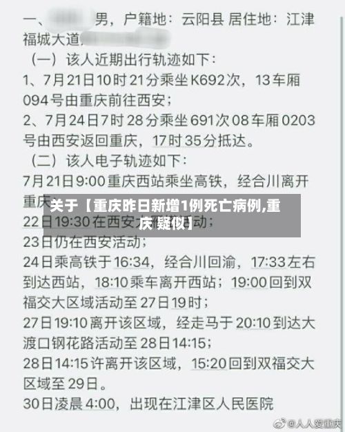 关于【重庆昨日新增1例死亡病例,重庆 疑似】-第3张图片