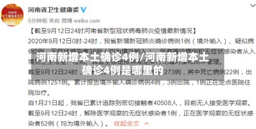 河南新增本土确诊4例/河南新增本土确诊4例是哪里的-第3张图片