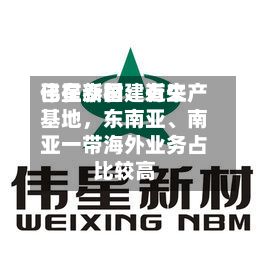 伟星新材:近来
已在泰国建有生产基地,东南亚、南亚一带海外业务占比较高