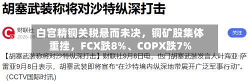 白宫精铜关税悬而未决，铜矿股集体重挫，FCX跌8%	、COPX跌7%-第1张图片