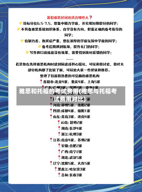 雅思和托福的考试费用(雅思与托福考试费用对比)