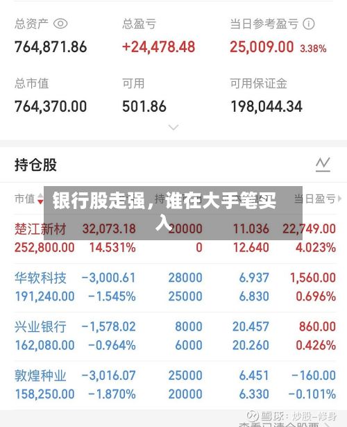 银行股走强,谁在大手笔买入
