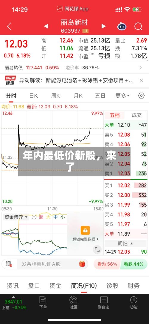 年内最低价新股	，来了-第2张图片