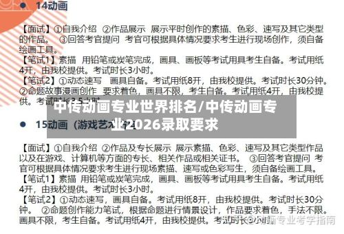 中传动画专业世界排名/中传动画专业2026录取要求