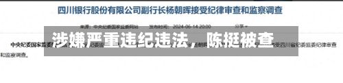 涉嫌严重违纪违法,陈挺被查