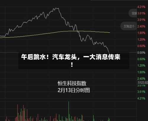 午后跳水!汽车龙头,一大消息传来!