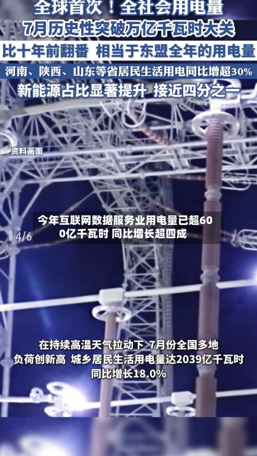 今年互联网数据服务业用电量已超600亿千瓦时 同比增长超四成-第2张图片